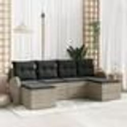 Canapé de jardin 6 pièces avec coussins Gris clair Poly Rotin