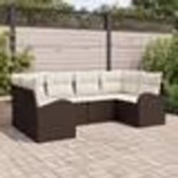 vidaXL Ensemble de canapé de jardin 6 pièces avec coussins marron en poly rattan