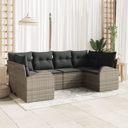 vidaXL Ensemble de canapé de jardin 6 pièces avec des coussins gris en polyrotin.