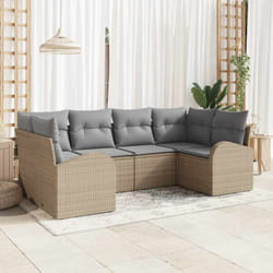vidaXL Ensemble de canapés de jardin 6 pièces avec coussins beiges en rotin synthétique