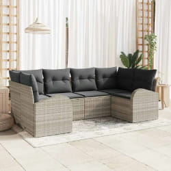 vidaXL Ensemble de canapé de jardin 6 pcs Gris clair Poly rotin