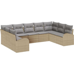 Vidaxl - Canapé de Jardin 9 pièces avec Coussins Beige Rattan Poly