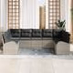 Canapé de jardin 9 pièces avec coussins gris clair en poly rotin