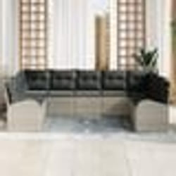Canapé de jardin 9 pièces avec coussins gris clair en poly rotin