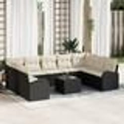 Ensemble de Canapés de Jardin de 9 Pièces avec Coussins Brown Poly Rattan