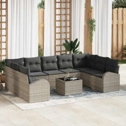 vidaXL Ensemble de canapé de jardin 10 pcs Gris clair Poly rotin