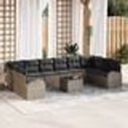 Ensemble de canapé de jardin 10 pièces avec coussins noir poly rotin