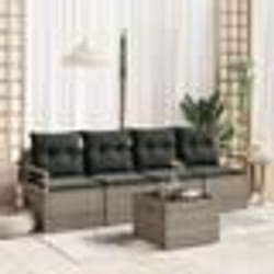 vidaXL Ensemble de canapé de jardin 5 pièces avec des coussins gris en polyrotin