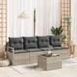 vidaXL Canapé de jardin 5 pièces avec coussins gris clair en poly rotin