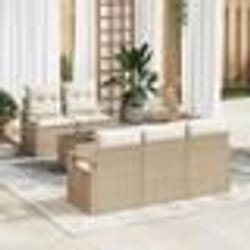 vidaXL Ensemble de canapé de jardin 6 pièces avec coussins beige en poly rattan