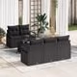 vidaXL Ensemble de canapé de jardin 6 pièces avec coussins en poly rotin noir