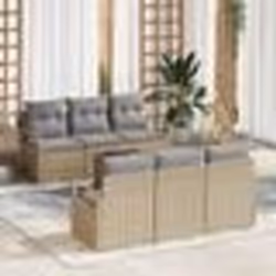 vidaXL Ensemble de canapés de jardin 7 pièces avec coussins en poly rotin beige