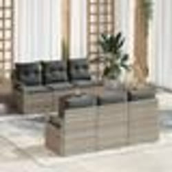 vidaXL Ensemble de canapé de jardin 7 pièces avec coussins en rotin synthétique gris clair