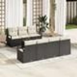 vidaXL Ensemble de canapé de jardin 8 pièces, coussins en rotin poly noir.