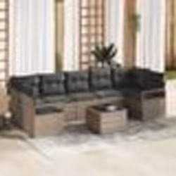 vidaXL Canapé de jardin 8 pièces avec coussins gris en poly rotin