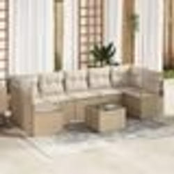 vidaXL Canapés de Jardin 8 Pièces avec Coussins Beiges en Rattan Synthétique