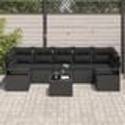 vidaXL Ensemble de jardin 8 pièces avec coussins en rotin noir