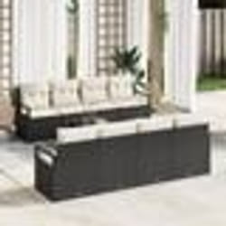 vidaXL Canapé de jardin en 9 morceaux avec des coussins noirs en poly rotin