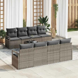 vidaXL Ensemble de canapé de jardin 9 pcs Gris 55 x 55 x 37 cm