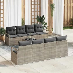 vidaXL Ensemble de canapé de jardin 9 pcs Gris clair et gris foncé