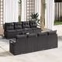 vidaXL Set de canapé de jardin 9 pièces avec coussins en poly rattan noir