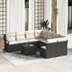 vidaXL Set de canapés de jardin 9 pièces avec coussins en résine tressée noire