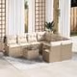 vidaXL Set de canapé de jardin 9 pièces avec coussins beige en polyrotin