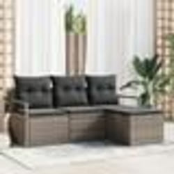 Set de Canapé de Jardin vidaXL 4 pièces avec Coussins Gris Rattan Poly