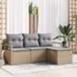 Set de Canapé de Jardin vidaXL 4 pièces avec Coussins Beige Poly Rattan