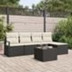 Ensemble de Canapés de Jardin 5 Pièces avec Coussins en Poly Rattan Marron