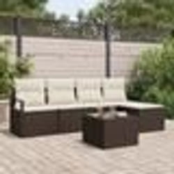 Ensemble de Canapé de Jardin de 5 Pièces avec Coussins Gris Poly Rattan