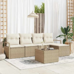 vidaXL Ensemble de canapé de jardin avec coussin 6 pcs Beige et crème