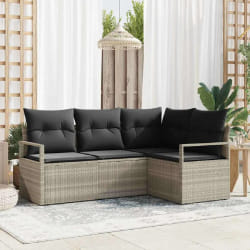 vidaXL Ensemble de canapé de jardin avec coussin 4 pcs Gris clair