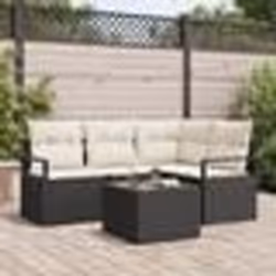 Ensemble de canapé de jardin de 4 pièces avec coussins en rattan poly marron