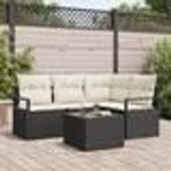 Ensemble de canapé de jardin de 4 pièces avec coussins en rattan poly marron