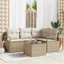 vidaXL Ensemble de canapé de jardin avec coussin 5 pcs Beige et crème