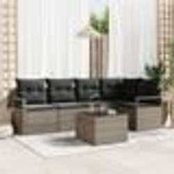Ensemble de Canapés de Jardin de 5 Pièces avec Coussins en Rattan Poly Noir
