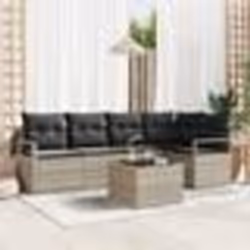 Set de Canapé de Jardin 6 pièces vidaXL avec Coussins Gris Rotin