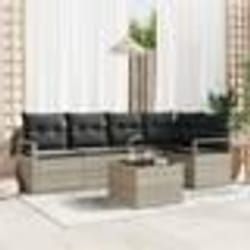 Set de Canapé de Jardin 6 pièces vidaXL avec Coussins Gris Rotin