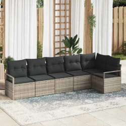 vidaXL Ensemble de canapé de jardin avec coussin 6 pcs Gris clair
