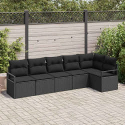 vidaXL Ensemble de canapé de jardin avec coussin 6 pcs Noir