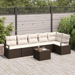 Ensemble de Canapé de Jardin 6 Pièces avec Coussins Gris Poly Rattan