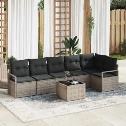 vidaXL Ensemble de canapé de jardin avec coussin 7 pcs Gris clair