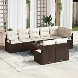 Ensemble de canapé de jardin 8 pièces avec coussins gris poly rotin