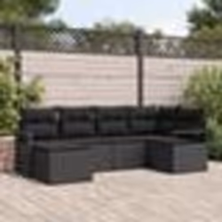 Ensemble de canapés de jardin vidaXL 6 pièces avec coussins noir poly rotin