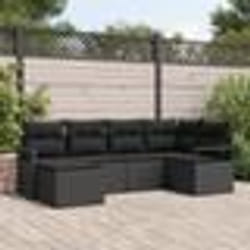 Ensemble de canapés de jardin vidaXL 6 pièces avec coussins noir poly rotin