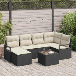 Ensemble de Canapé de Jardin 6 pièces avec Coussins Marron Rattan Poly