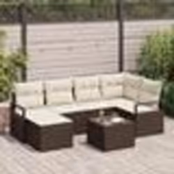 Ensemble de canapés de jardin 6 pièces avec coussins Gris Poly Rotin