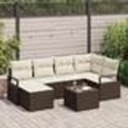 Ensemble de canapés de jardin 6 pièces avec coussins Gris Poly Rotin