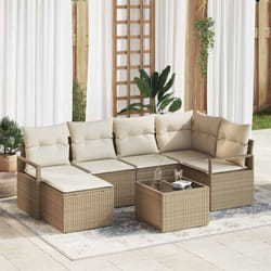 Vidaxl - Ensemble De Canapé De Jardin Avec Coussin 7 Pcs Beige, Crème